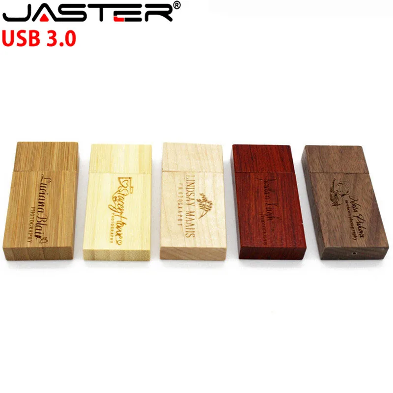 JASTER USB 3.0 Wooden block  Flash Drive red wood pendrive 4GB 8GB 16GB 32GB 64GB Pen  Memory Stick U Disk gift