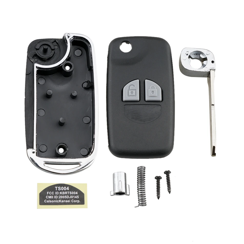 Qwmend 2 botões remoto caso chave do carro fob para suzuki sx4 swift grand vitara chave fob capa + botão almofada