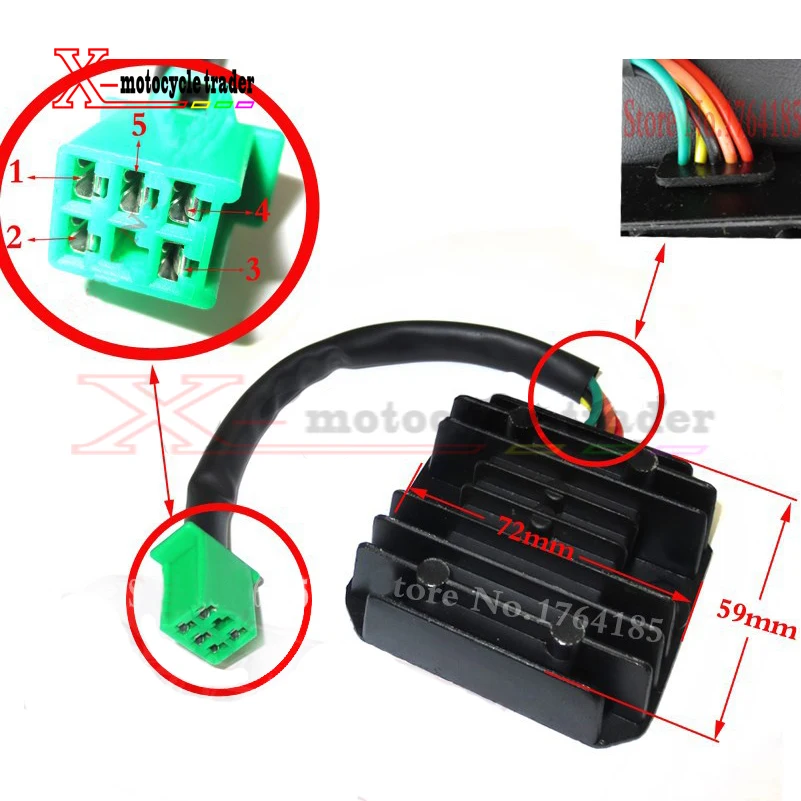 5 PIN Rectifier Cable Voltage Regulator For 125cc 150cc ATV Quads GY6 Pit Dirt Moto Bike Moped Scooter