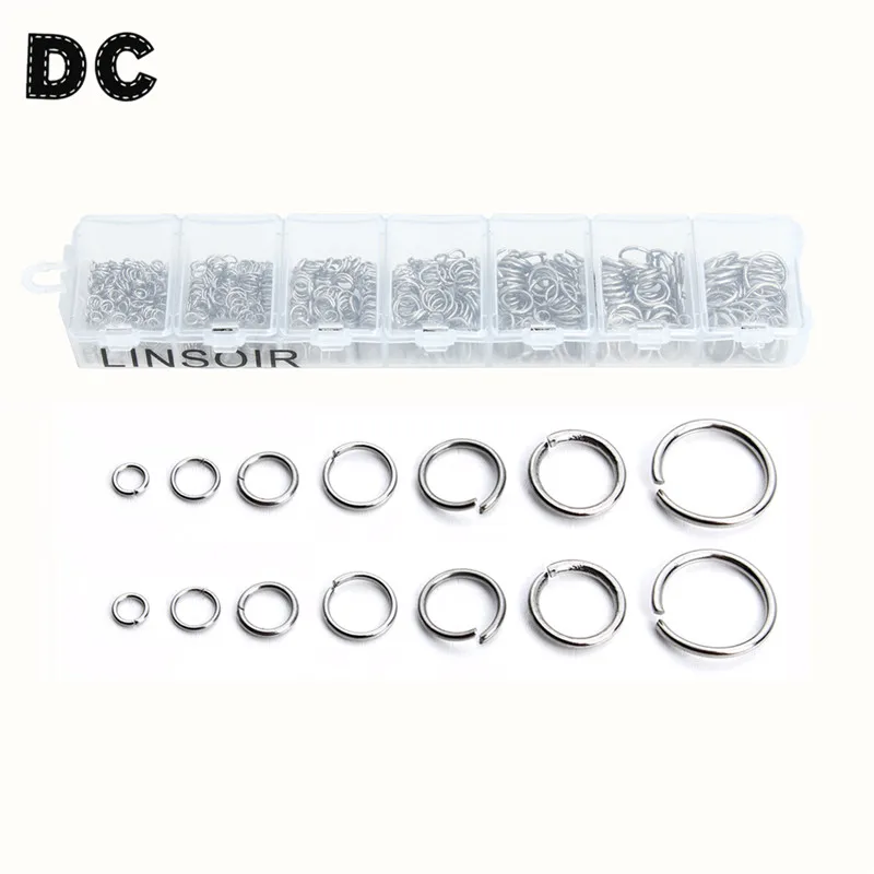 DC 500pcs/box 3/4/5mm Mixed Silver Tone Stainless Steel Closed Jump Rings Split Rings Connectors for Jewelry Making