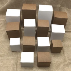 50pcs DIY Kraft Paper Cardboard Boxes White Handmade Soap Candy Gift Packaging Height 3cm-16cm