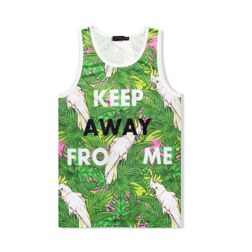 SzBlaZe Brands New Casual Unisex Parrot Print Tank Tops Breathable Summer Forest Print Mens Muscle Shirt Street exercise vests