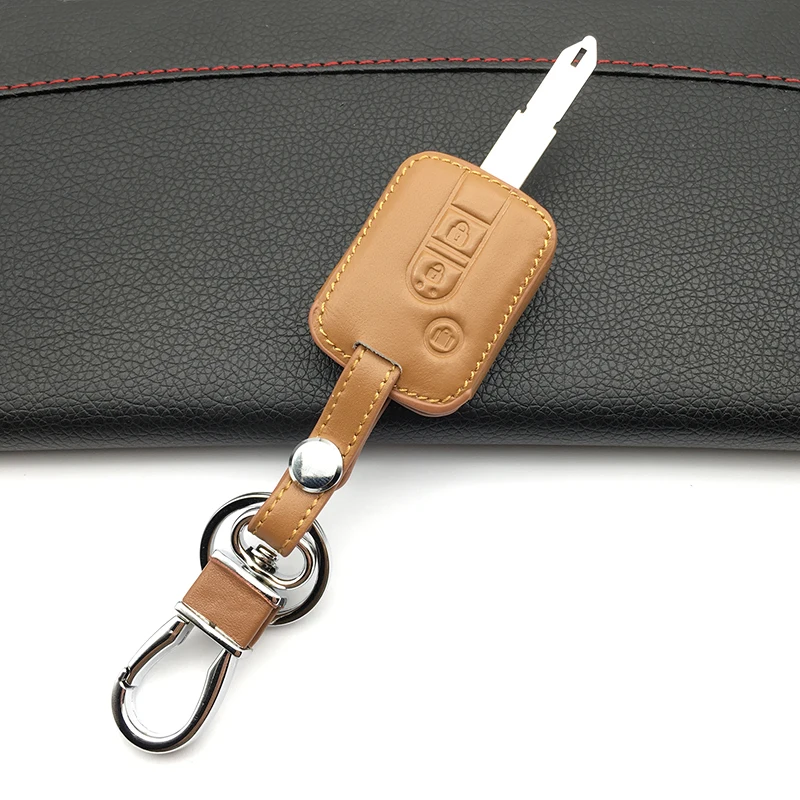 For Nissan Navara Qashqai Micra Almera 2 / 3 Buttons Top layer Leather Car Key Cover Case Fob Remote High Quality Protect Shell