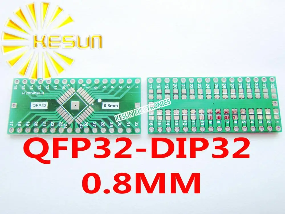 100 Uds QFP32 giro DIP32 con placa de conexión a tierra TQFP LQFP EQFP 0,8 MM adaptador IC de paso placa adaptadora PCB