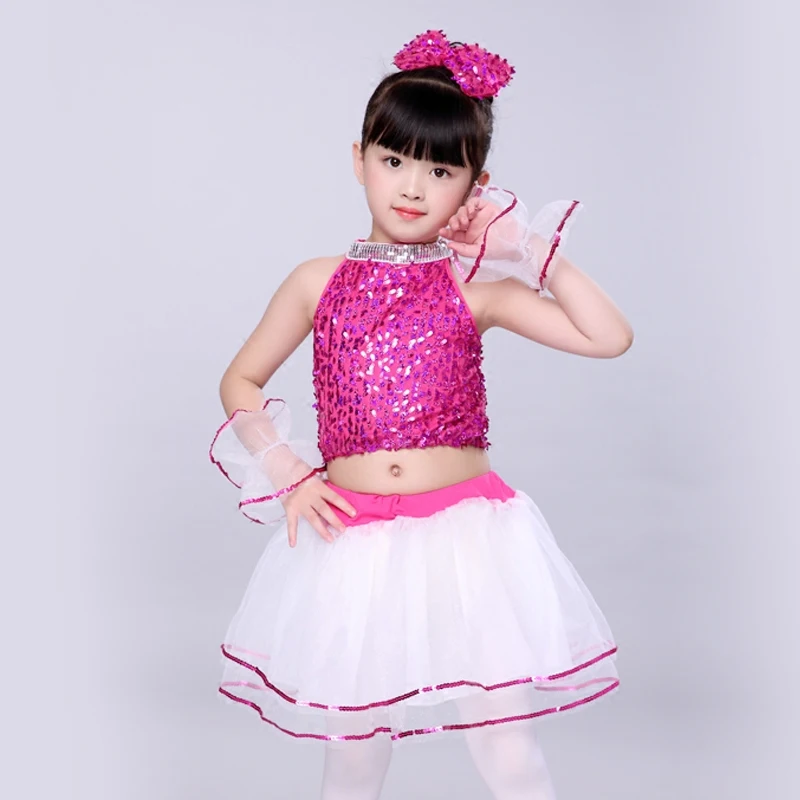 Vestido lantejoulas para dança de jazz, vestido infantil de clube e dança de salão, fantasias de tango para meninas