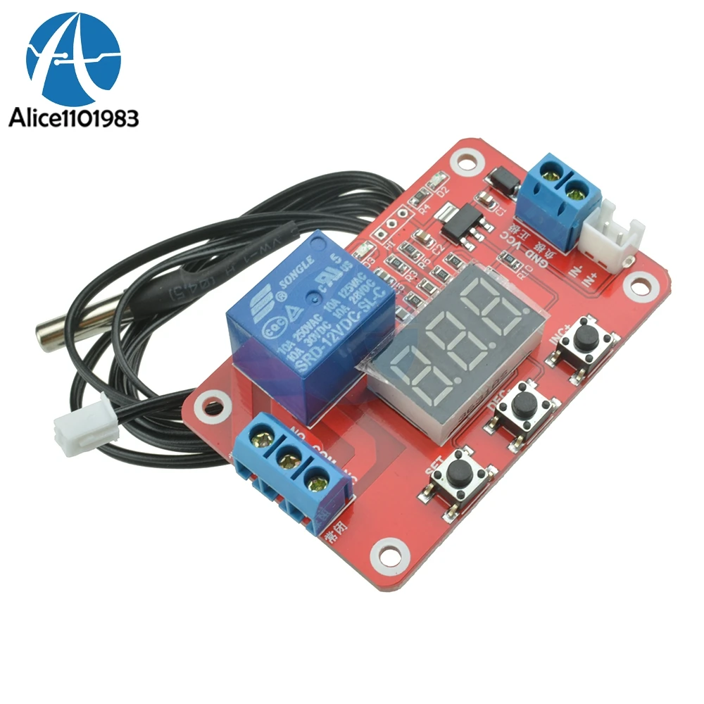 DC 12V Digital Temperature Display Module Board Sensor Relay Switch Control Control -20-100 Centigrade Diy Kit Electronic