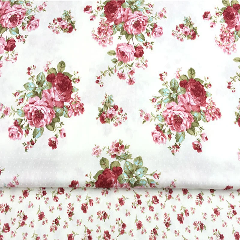 50x40cm Pretty Spring Garden Blooming Rose Flowers Printed Cotton Fabric Bundle For DIY Sewing Decoration Small Size DIY