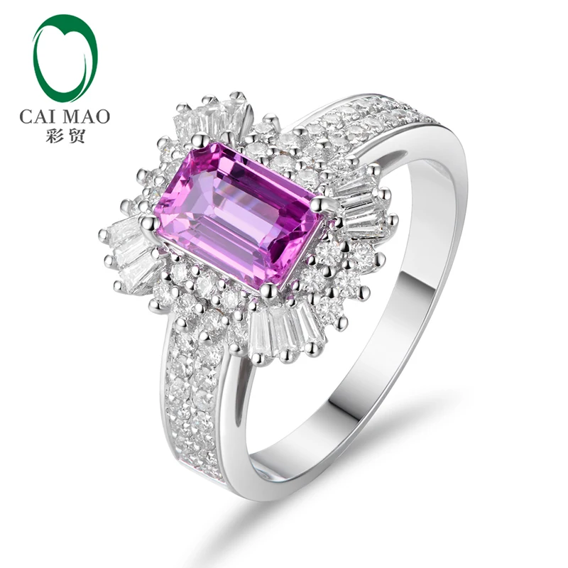 

CaiMao 1.12ct Pink Sapphire And 0.76ct Round Cut Diamond 14K/Au585 White Gold Engagement Ring