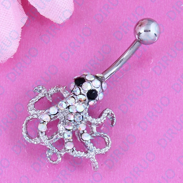 1pc sale Octopus belly button ring navel belly ring body piercing jewelry14G Stainless steel nickel- free