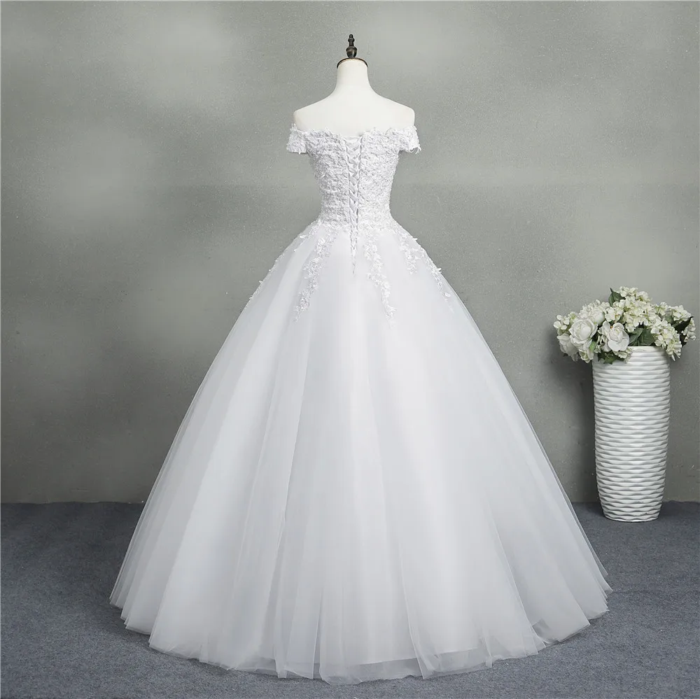 ZJ9145 Customized 2024 new Elegant Ball Gown Off Shoulder Wedding Dresses For Brides Lace Sweetheart With Lace Edge Plus Size