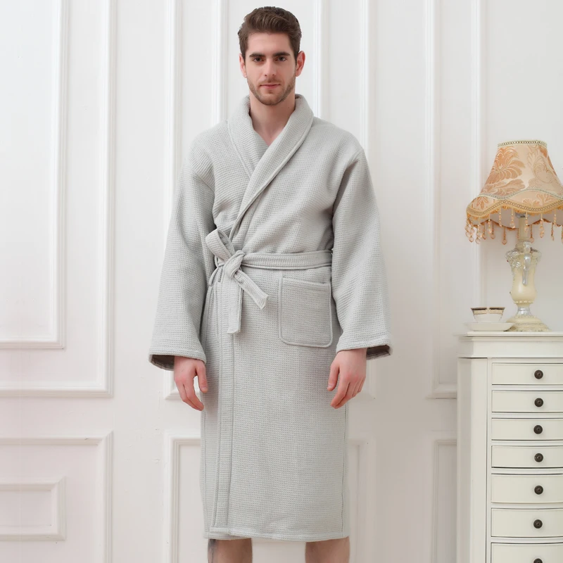 Cotton Men's Bathrobe Long Thick Kimono Robe Pajamas For Men Bathrobe Male Spa Night Dress Gown Hombre Sleepwear Bridesmaid robe