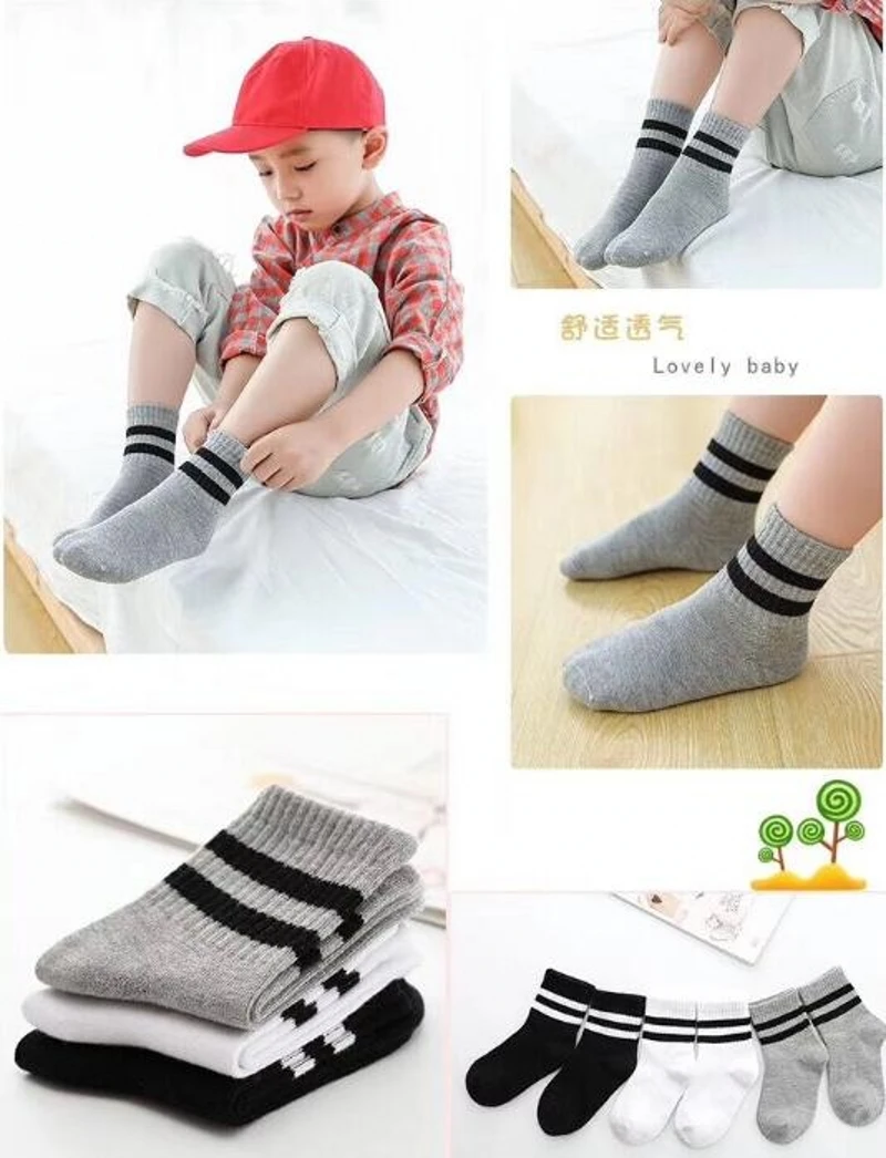3 Paare/los Jungen Socken Frühling & Herbst Streifen Hohe Qualität Baumwolle Marke Student Kinder Socken 3-15 Jahre kinder Socken – Detail 10