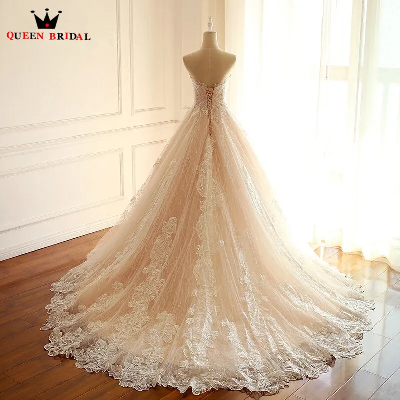 Long Formal Vintage Wedding Dresses Ball Gown Sweetheart Lace Tulle Vestidos De Noiva Wedding Gown New Custom Size LR02