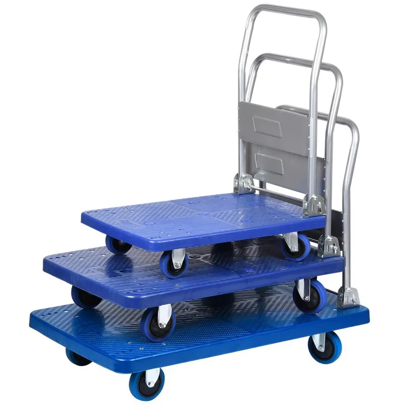 Flatbed Pushcart Foldable Silent Wheel Trolley Foldable Silent Trolley Pull Van Dynamic Load 150kgs