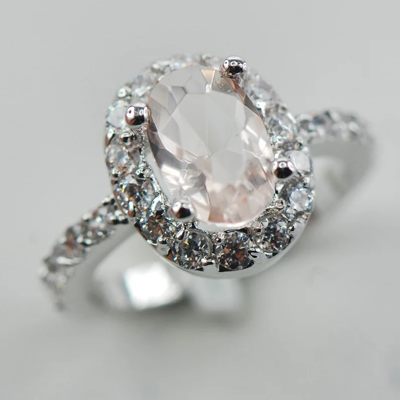 

Morganite модное женское кольцо из стерлингового серебра 925 пробы F885 Размер 6 7 8 9 10