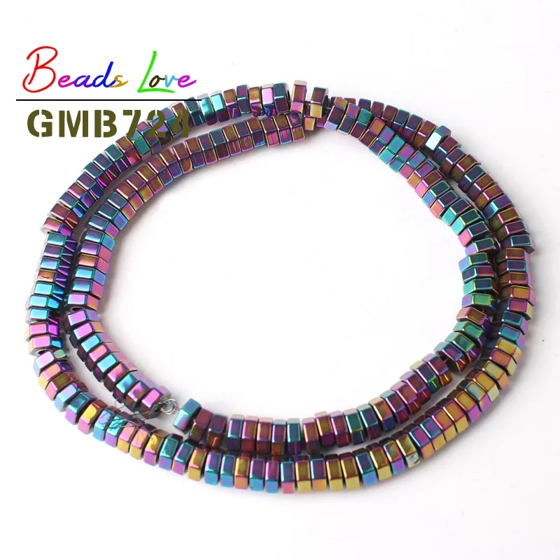 6x2MM Natural Stone Multicolor Rondelle Shape Big Hole Hematite Spacer Beads For Jewelry Making DIY Necklace Bracelet 15 inches