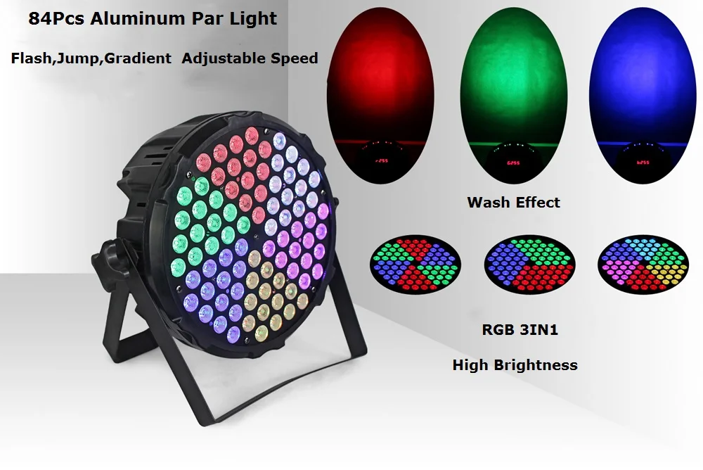 

84X3W RGB Full Color LED Par Light Dj Par Cans Aluminum Alloy DMX512 Light DMX Dj Disco Wash Lighting Stage Lights Fast Ship