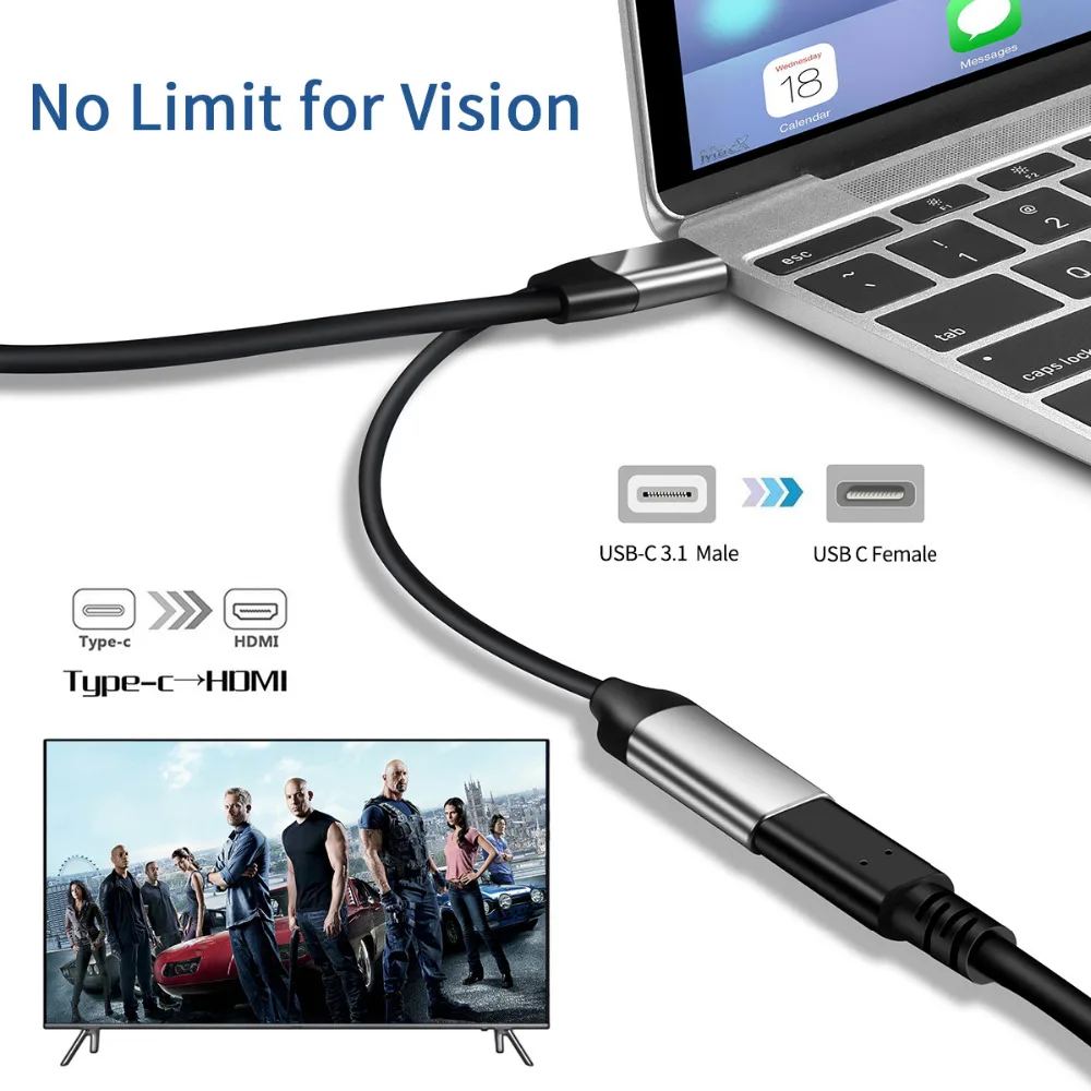 محول فيديو الهاتف المحمول hub Docking Station ، محول جهاز عرض تلفزيون من النوع c إلى كابل بيانات HDMI