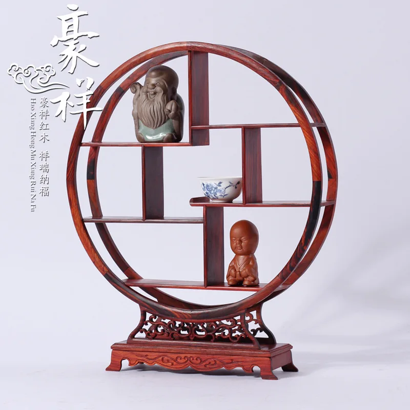 Mahogany wood shelf shelf round rosewood mahogany Duobao mahogany ornaments