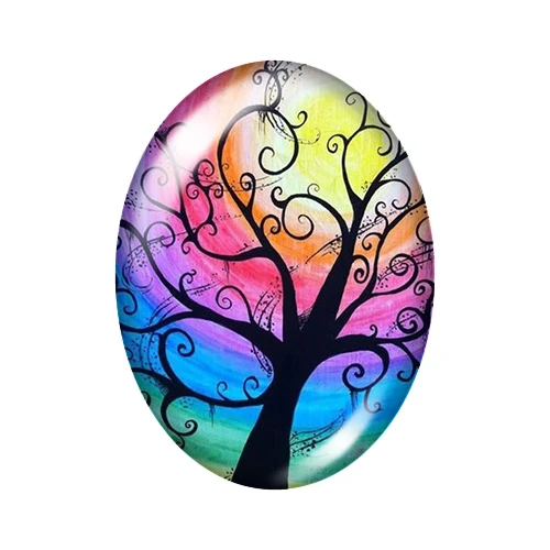 Painting Life of Tree Beauty 13x18mm/18x25mm/30x40mm mixed Oval photo glass cabochon demo flat back Jewelry findings TB0032