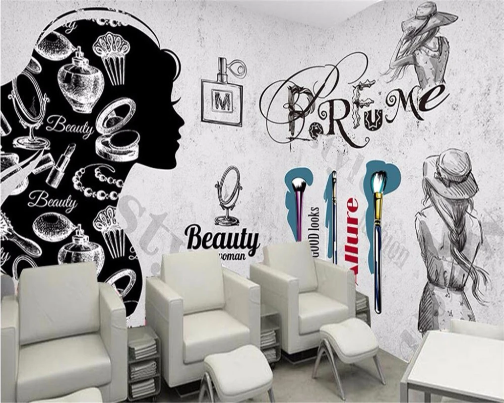 beibehang papel de parede 3d Custom wallpaper Europe and America fashion cement wall cosmetics nail background wall paper mural