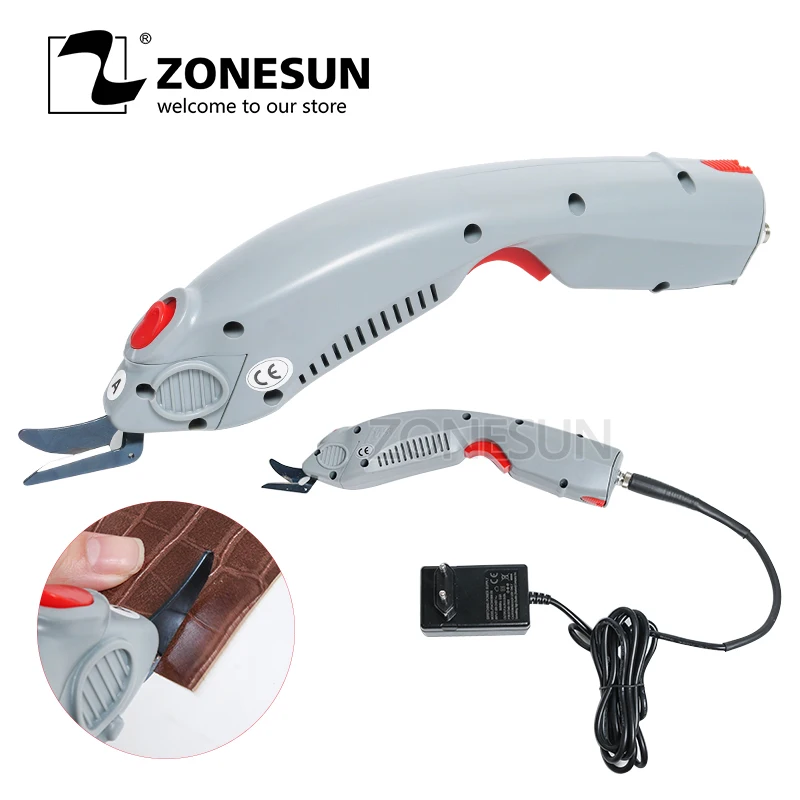 

ZONESUN Electric Scissors Cutter For Cutting Paper Box Clothes Fabric Textile Leather Suitcase Trunk Trimming Cutting Edge Tool