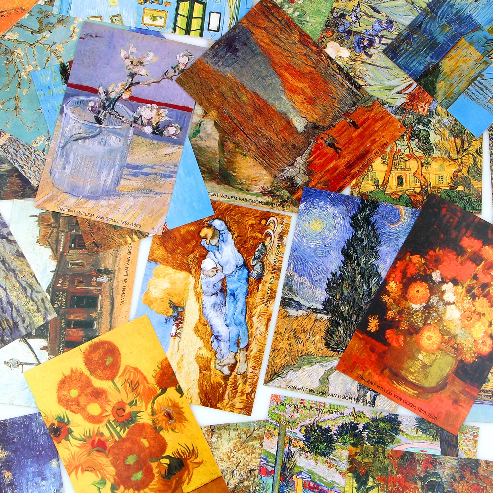 30sheets/lot Van Gogh Oil Painting Postcards Vintage Greeting wish Card Fashion Gift Merry Christmas Card