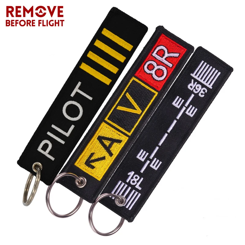 3PCS/LOT Remove Before Flight Embroidery Letter Motorcycles Key Chain and Jacket Engineer Aviation Gifts Tag Luggage chaveiro de