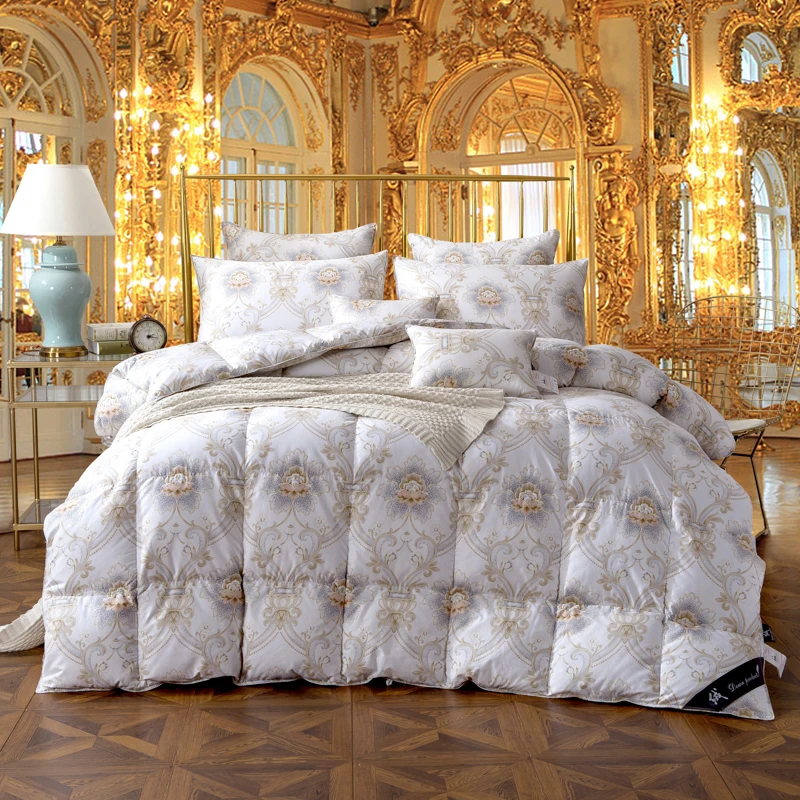 Twin Queen King size 100%Cotton goose duck down Comforter bed set Quilt Duvet cover filler Thick Warm Soft Throw Blanket