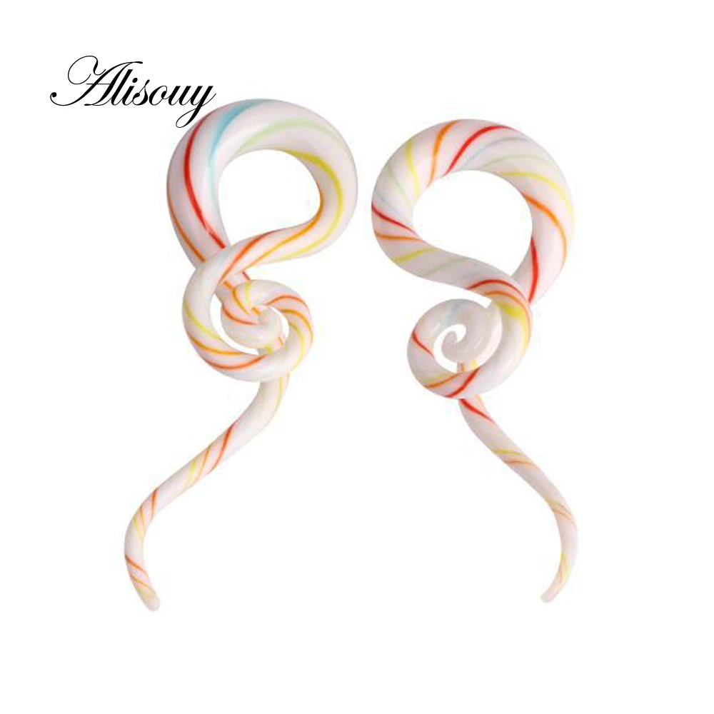 Alisouy 1 pair 5/6/8/10/12mm Ear Stretchers Plugs and Tunnels Piercing Tunnels Ear Gauges beauty Glasses nail ear jewelry women