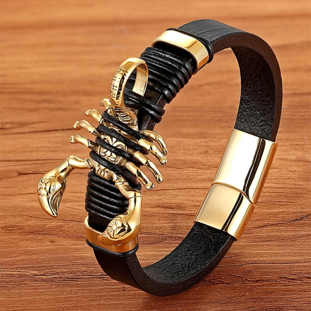 XQNI Multiple Styles Men Bracelet Animal Pattern Bangle Commemorative Significance Genuine Leather Bracelet pulseiras masculina