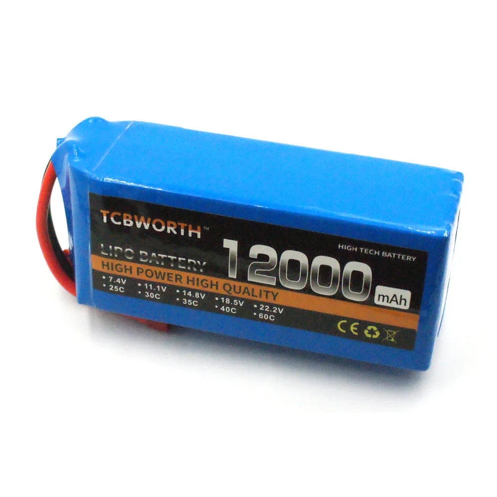 RC LiPo Battery 6S 22.2V 12000mAh 25C For RC Helicopter Quadrotor Car Airplane Aircraft Models 6S RC Lithium Batteries