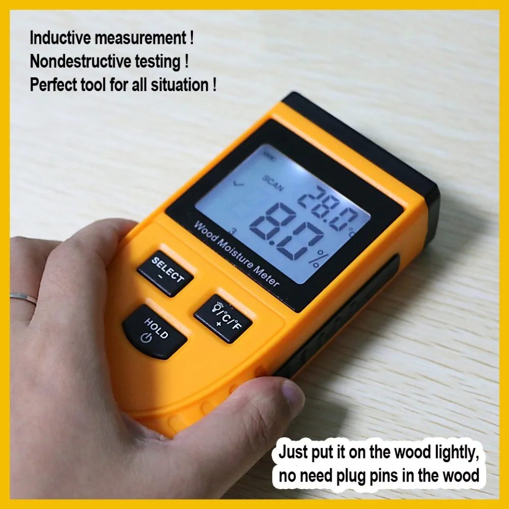 RZ EMT01 Inductive Wood Moisture Meter Hygrometer Digital Electrical Ambient Temperature Tester Measuring tool GM630