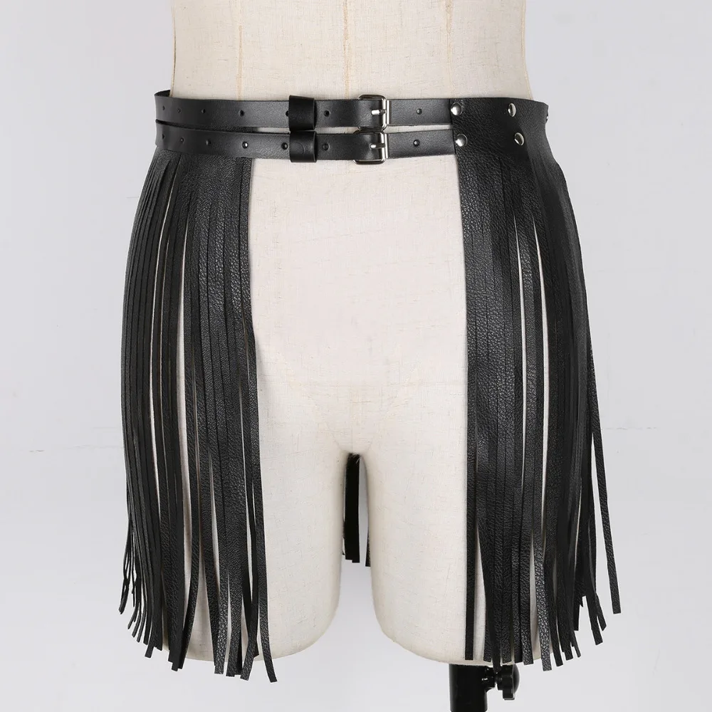 Ceinture réglable en similicuir pour femmes, jupe à franges, ceinture à pampilles, costume de boîte de nuit, jupes de cosplay pour Halloween, fêtes