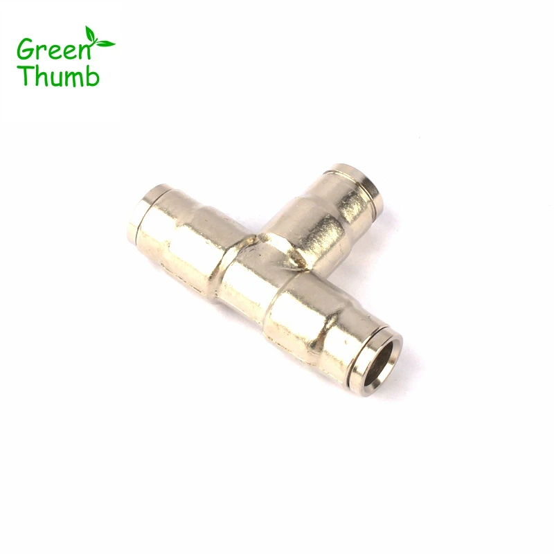 

10pcs Inner Dia.9.5mm Brass Tee Connector High Pressure Misting Nozzle Adapter Joints Agricultural Irrigation Pipe Fitting
