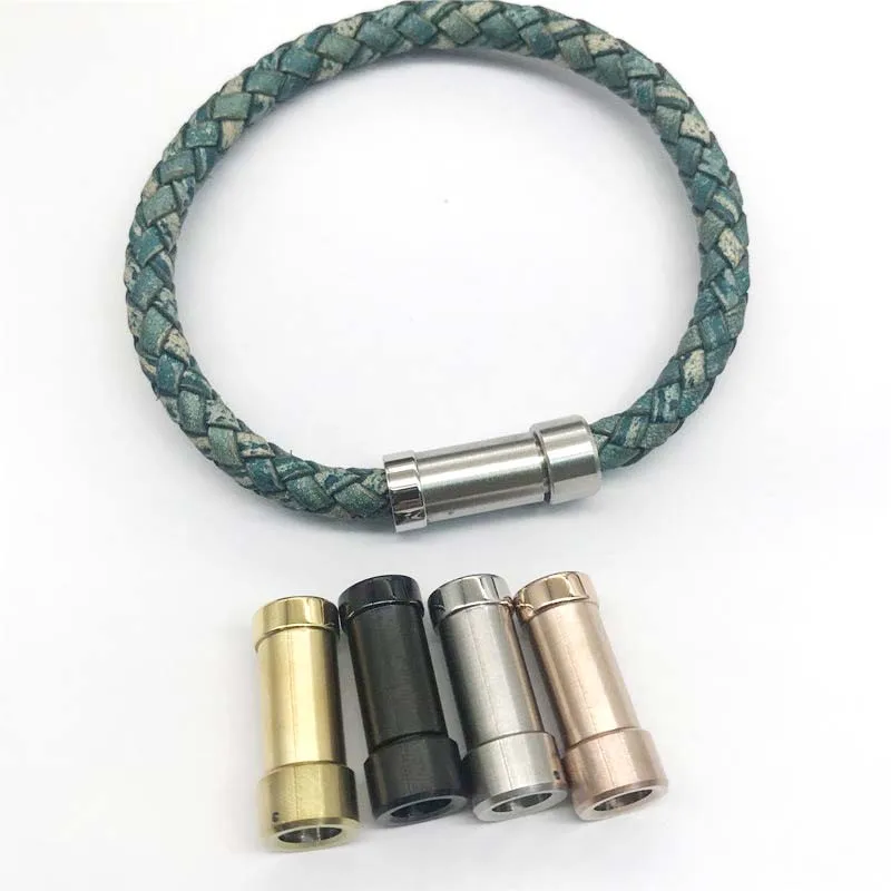 

316l Stainless Steel Silver/Gold/Black Strong Magnetic Clasp Fit 6mm Round Leather Cord Bracelet Connectors Jewelry Making