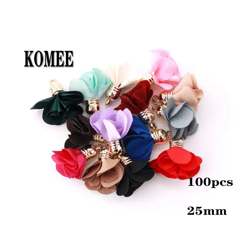 

100pcs/lot Fashion Jewelry Charms Mini 25mm Flower Tassel Earrings Handmade DIY Happiness Wedding Jewelry Findings Accessories