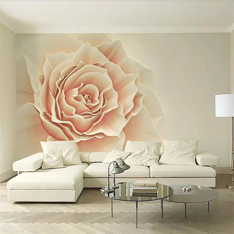 beibehang Custom wallpaper 3d photo mural simple embossed rose flower Nordic 3d stereo TV background wall paper papel de parede