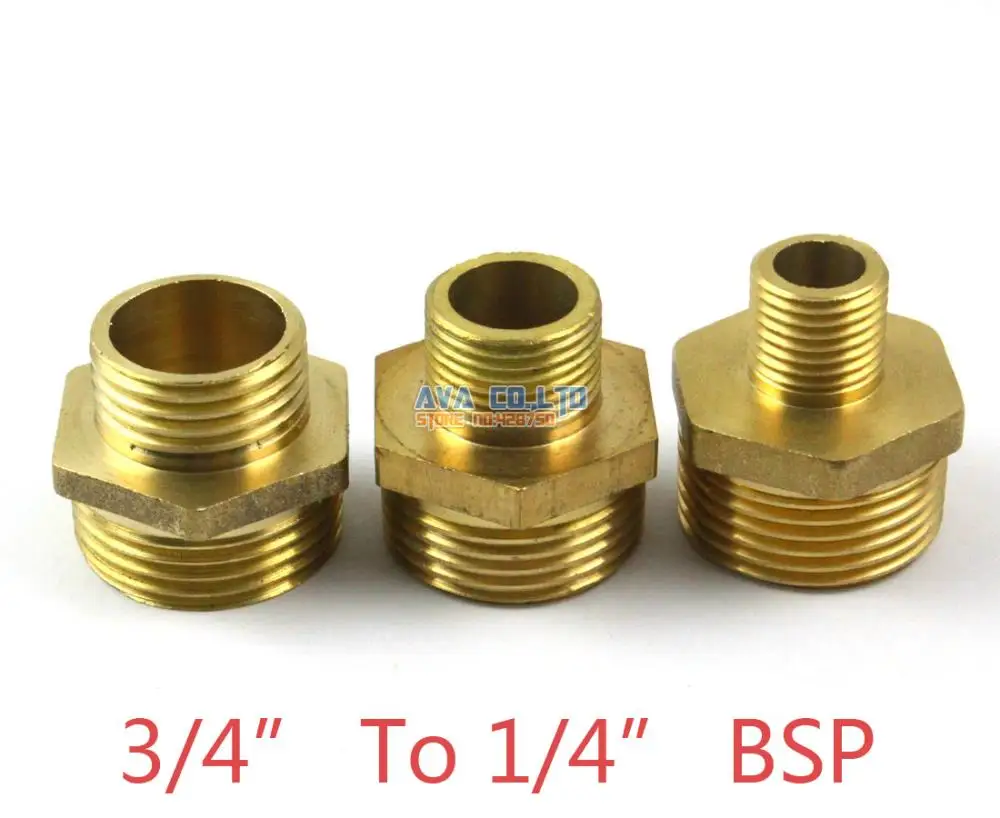 

5 Pieces Brass Male 3/4" To 1/4" BSP Pipe Hex Reducing Nipple Fitting Fuel Air Gas Water Hose Connector Coupler