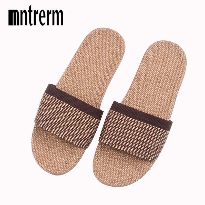 Mntrerm Spring 20223 Anti-slip Summer Indoor Slippers High Quality Linen Home Shoes Men Breathable Casual Flax Floor Slippers