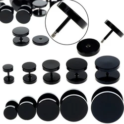 1 Piece 6-14mm Stainless Steel 18G Black Fake Ear Plug Stud Stretcher Tunnel Earring For Women Men Body Piercing Jewelry