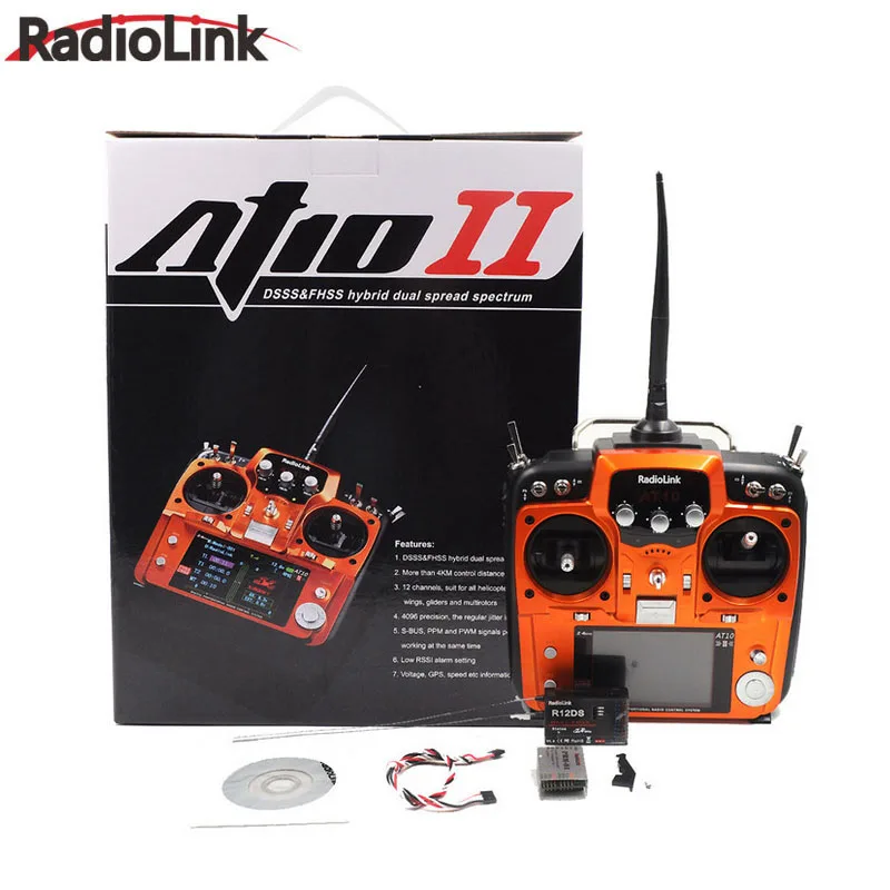 RadioLink AT10II 2.4Ghz 12CH Transmitter with R12DS Receiver PRM-01 Module DIY FPV Drone RC Quadcopter Airplane Remote Control