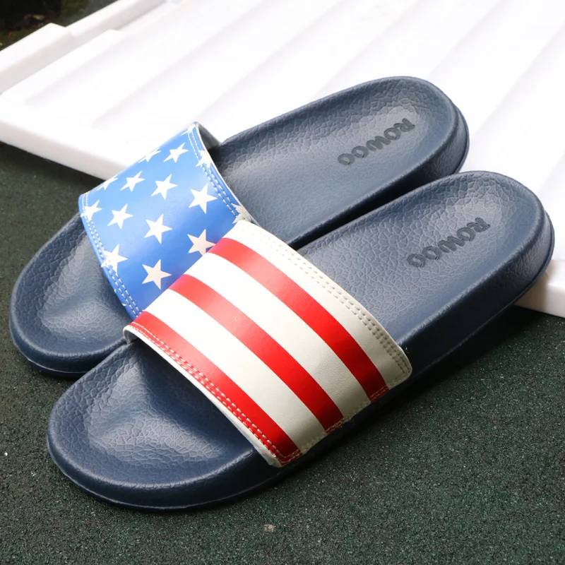 Mens Slides Flat Flip Flop Non-Slip Designer Striped Sandals Home Slippers Male Fashion Slides Casual House Pool Footwear 2022