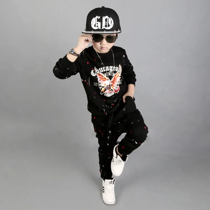 Factory Direct 2023 Spring Fall New Boys Cartoon Eagle Printing Clothing Set Kids Long Sleeved Clothes Children Sport Suit X198