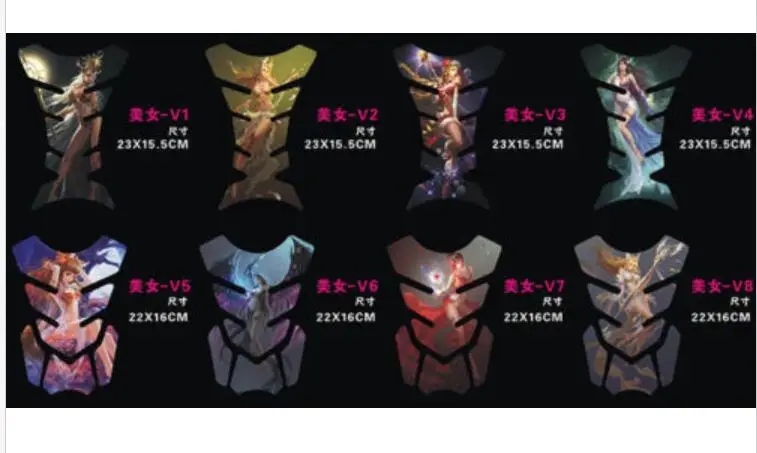 Anime Motorcycle Reflective Oil Fuel Tank Pads, Protector Stickers, Decals, Girl