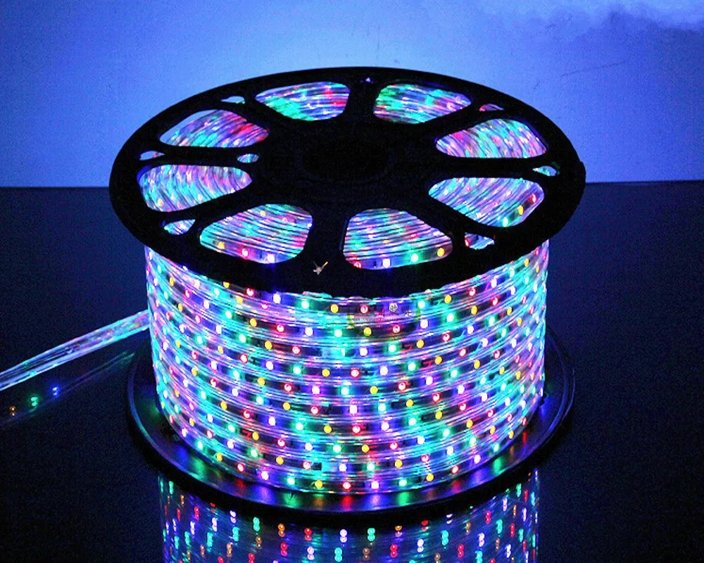 

25 метров SMD 5050 AC220V RGB Светодиодная лента гибкий светильник 60 LED/m Водонепроницаемая светодиодная лента светодиодный светильник с разъемом питания