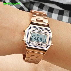 2019 SANDA Rose Gold Sport Watches Women Luxury Golden LED Electronic Digital Watch Waterproof Ladies Clock Female Reloj Mujer