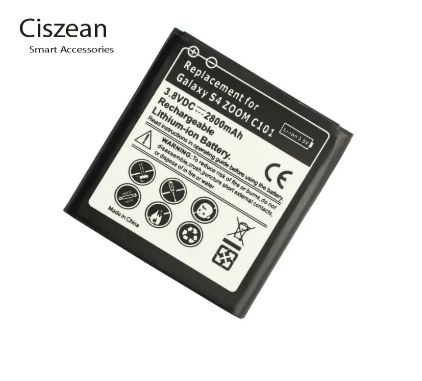 Ciszean 1x 2800mAh B740AC/K/E/U Replacement Li-ion Battery For Samsung Galaxy S4 Zoom C101 C1010 C105A C105 NXF1 NX3000 i939D