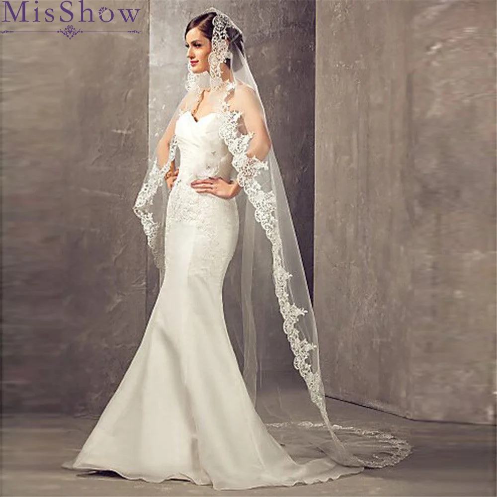 Veu de Noiva 2.7 M One Layer New White Ivory Cathedral Wedding Veils With Metal Comb Long Bridal Veil Wedding Accessories