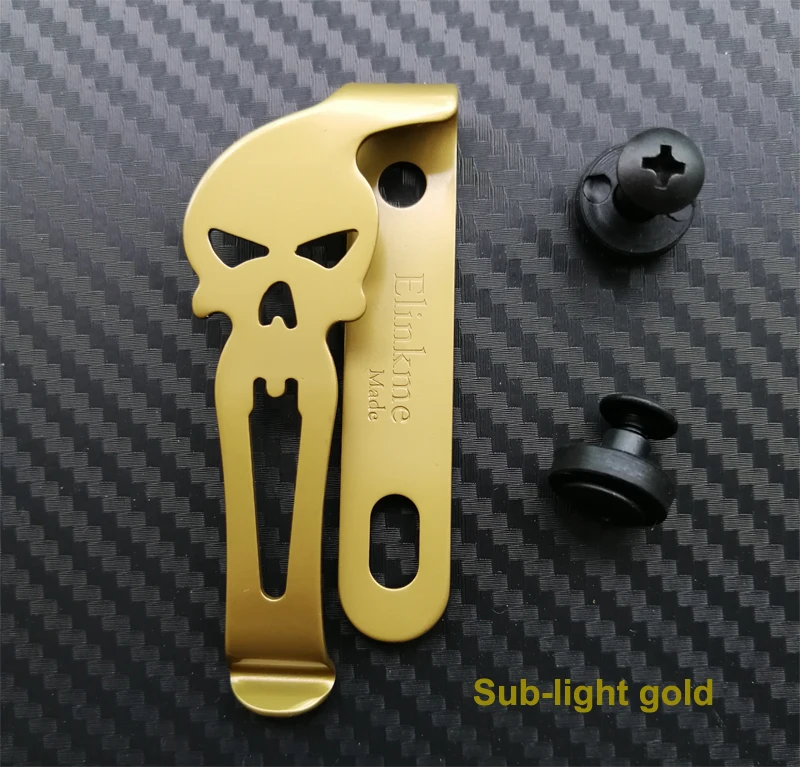 

29mm *68mm Belt Clip Metal Spring Belt Holster Sheath Titanizing Clip kydex knife holster clips (Sub light gold)